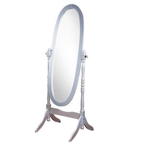 traditional queen anna style wood floor cheval mirror in silver finish