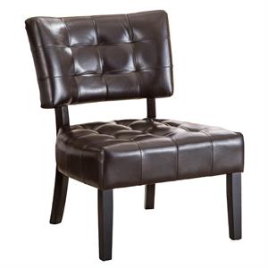roundhill furniture blended leather tufted oversized accent chair in brown