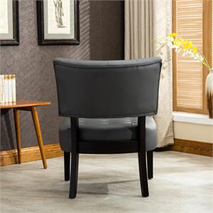 roundhill furniture blended leather tufted oversized accent chair in gray