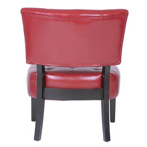 roundhill furniture blended leather tufted oversized accent chair in red