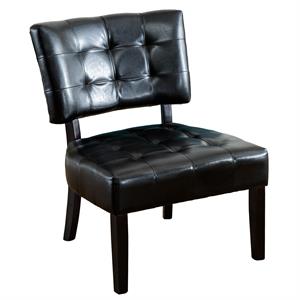 roundhill furniture blended leather tufted oversized accent chair in black