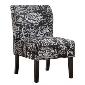 capa chalkboard shadow print fabric armless contemporary accent chair