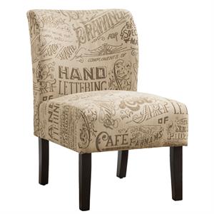 capa chalkboard light print fabric armless contemporary accent chair
