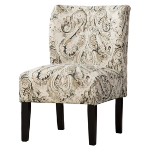 capa print fabric armless contemporary accent chair in paisley