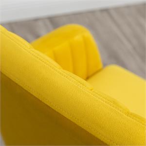 tuchico contemporary velvet upholstered accent chair in yellow