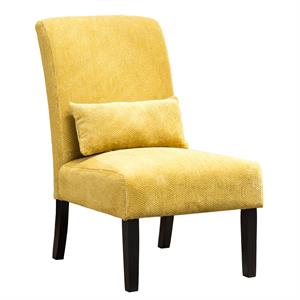 pisano contemporary chenille fabric armless accent chair with pillow in yellow
