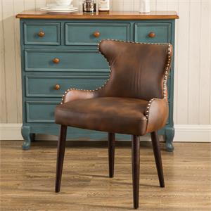 viking tufted button back barrel chair with nailhead in brown