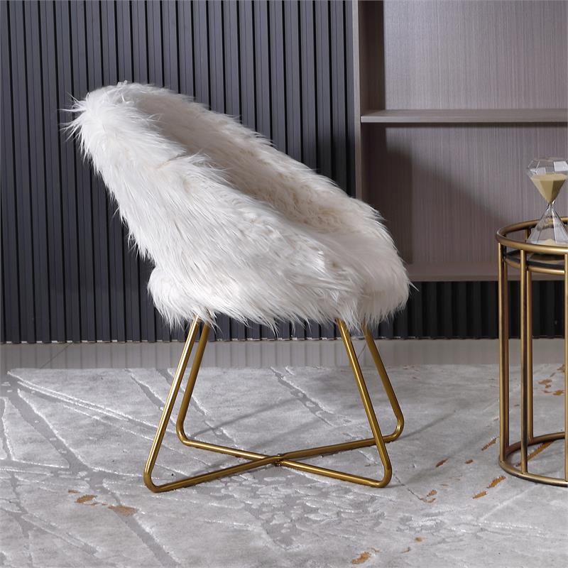 White fur accent online chair