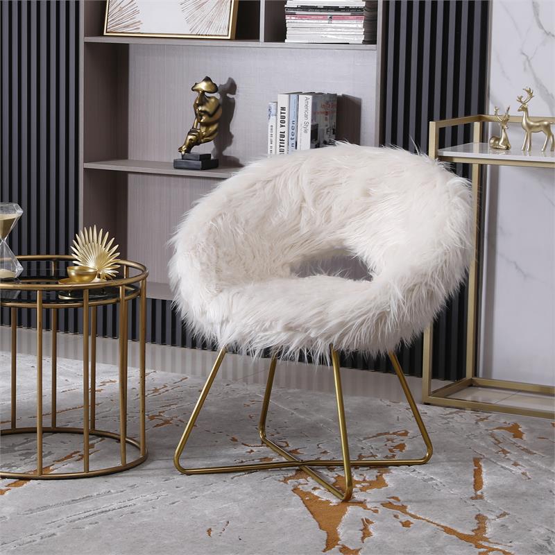 White fuzzy chair hot sale