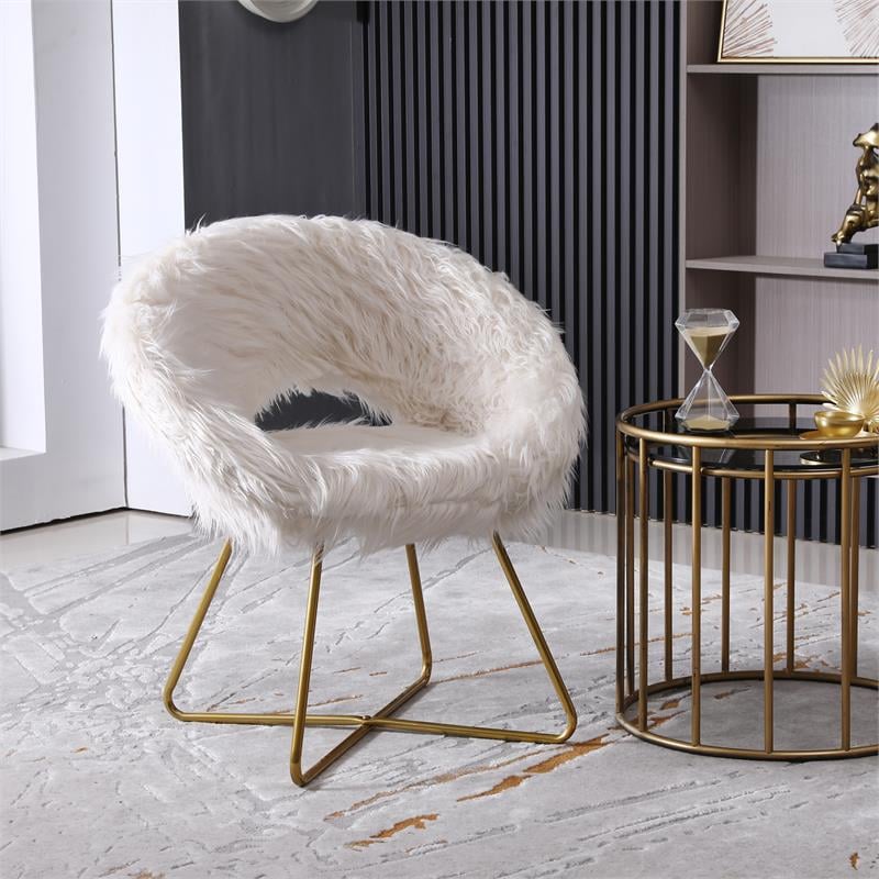 White faux 2025 fur chair