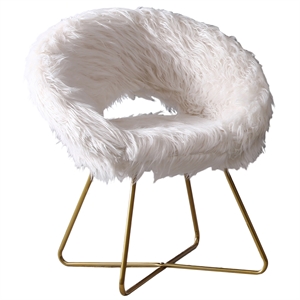 slatina faux fur upholstered accent chair in white