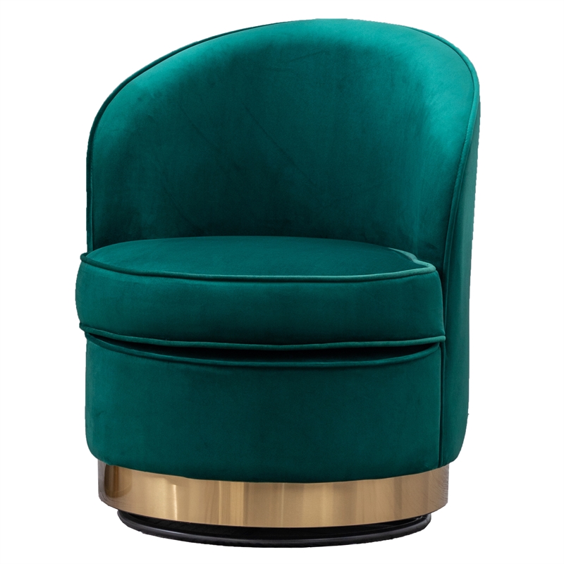 Wania Contemporary Velvet Swivel Chair in Green