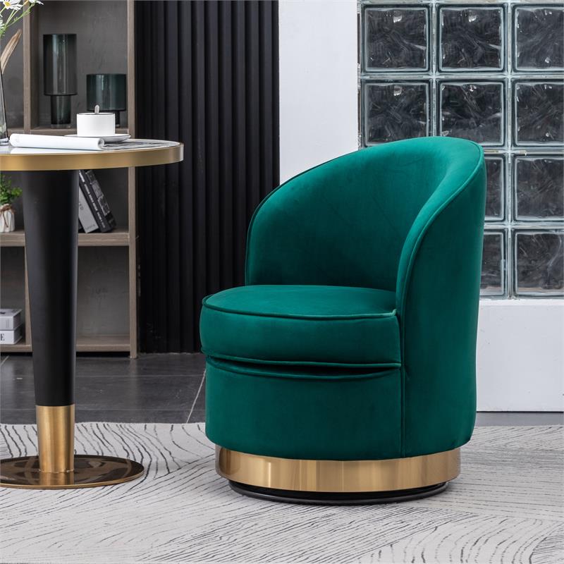 Wania Contemporary Velvet Swivel Chair in Green