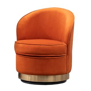 wania contemporary velvet swivel chair in orange