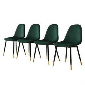 Lassan Contemporary Fabric Dining Chairs in (Set of 4) in Green