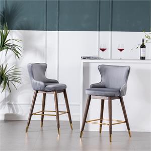 Leland Fabric Upholstered Counter Height Wingback Stools(Set of 2) in Gray