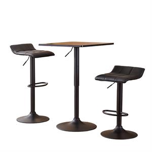 belham square adjustable height bar table with 2 swivel stools in black
