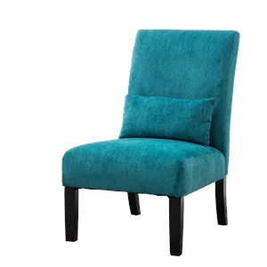 pisano contemporary chenille fabric accent chair with pillow in teal blue