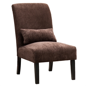 pisano contemporary chenille fabric accent chair with pillow in chocolate