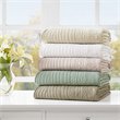 Madison Park Fabric Oversized Quilted Throw with Scalloped Edges in Cream