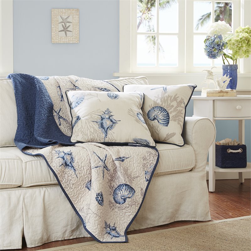 Madison Park Modern Printed Fabric Oversized Quilted Throw in Blue