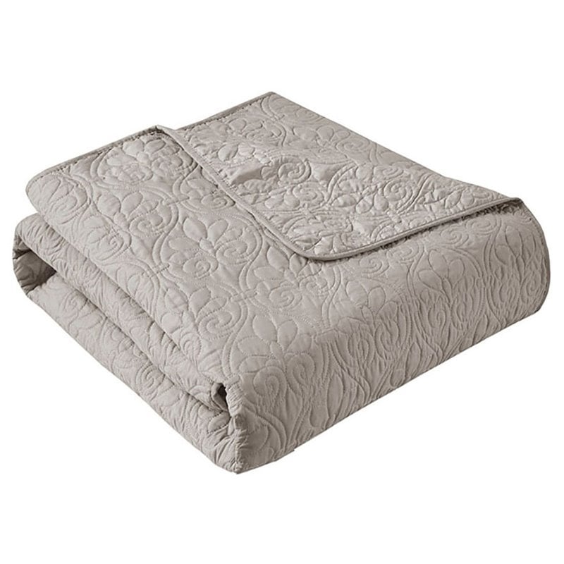 Madison Park Traditional Fabric Oversized Quilted Throw in Brown