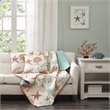 Madison Park Coastal Printed Fabric Oversized Quilted Throw in Green