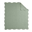 Madison Park Cotton Oversized Quilted Throw with Scalloped Edges in Green