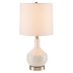 510 design gypsy contemporary ceramic and fabric table lamp in white