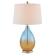 510 Design Cortina Contemporary Glass and Fabric Table Lamps in Blue (Set of 2)