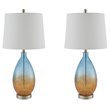 510 Design Cortina Contemporary Glass and Fabric Table Lamps in Blue (Set of 2)