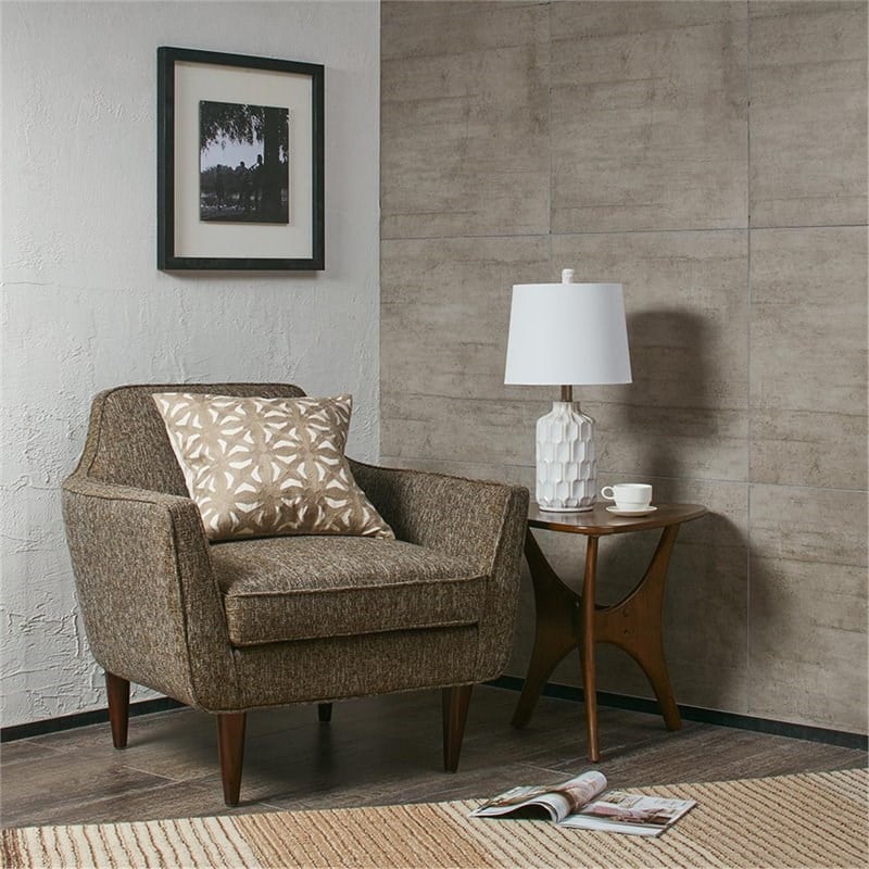 INK+IVY Contour Modern Ceramic and Fabric Table Lamp in Ivory