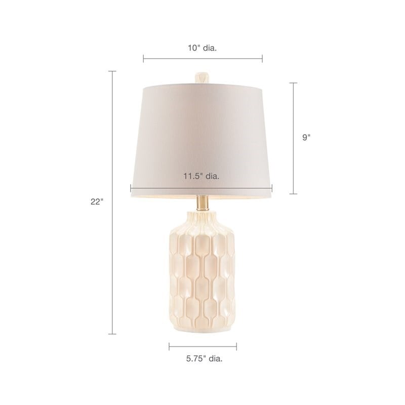 INK+IVY Contour Modern Ceramic and Fabric Table Lamp in Ivory