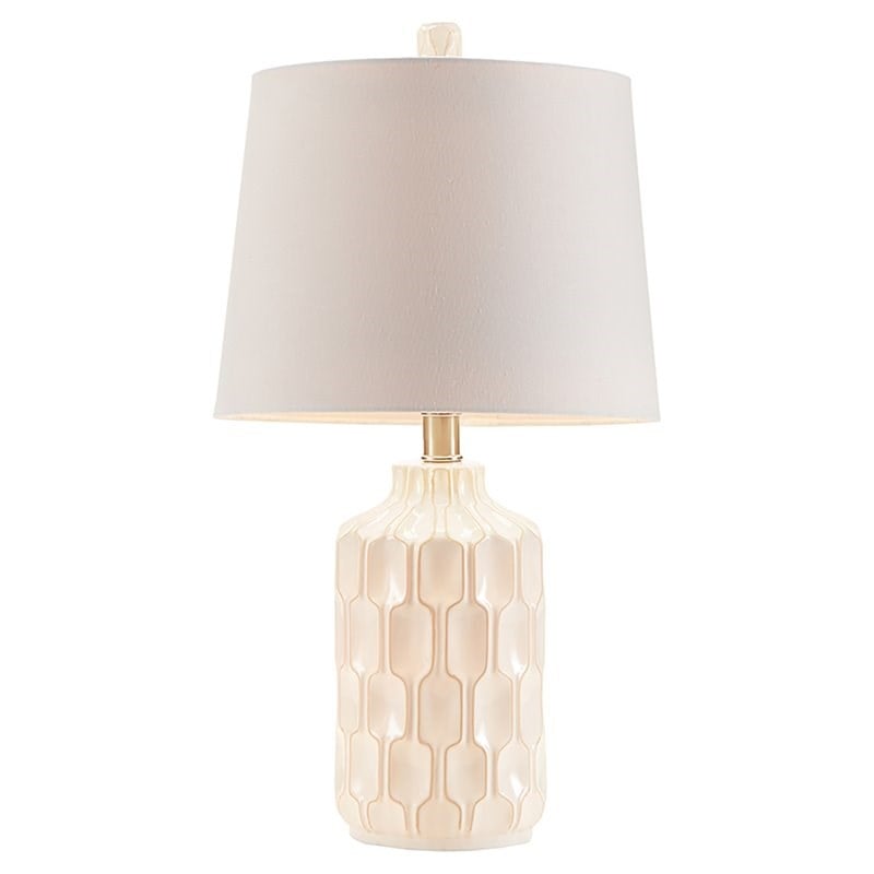 INK+IVY Contour Modern Ceramic and Fabric Table Lamp in Ivory