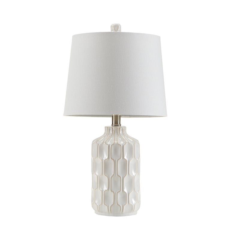 INK+IVY Contour Modern Ceramic and Fabric Table Lamp in Ivory