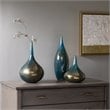 Madison Park Signature 3-Piece Transitional Glass Vase Set in Blue/Bronze
