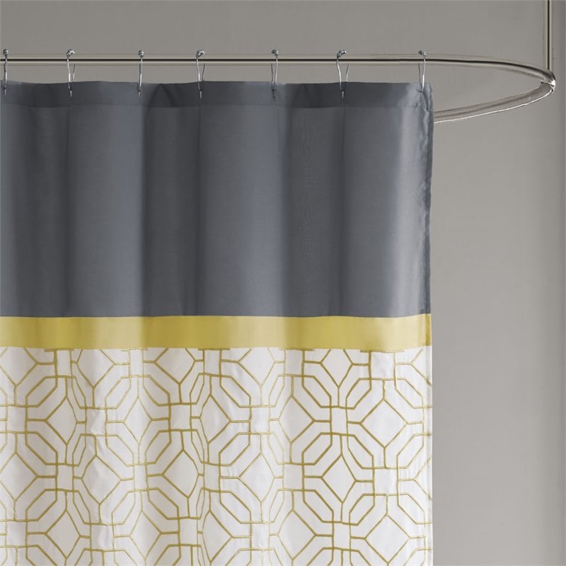 510 Design Donnell Transitional Microfiber Shower Curtain in Yellow/Gray