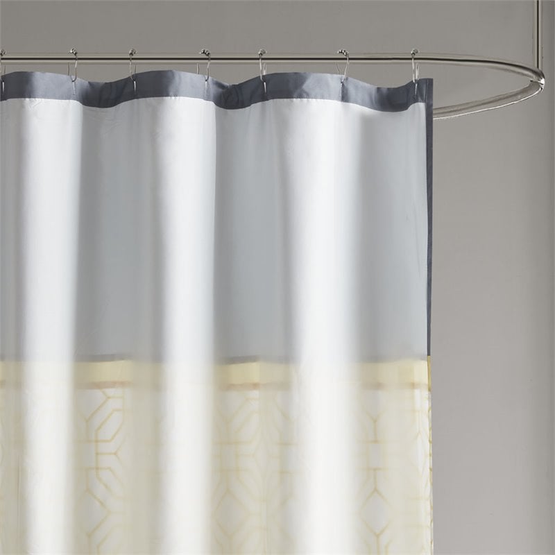 510 Design Donnell Transitional Microfiber Shower Curtain in Yellow/Gray