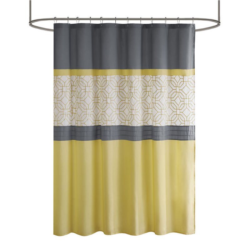 510 Design Donnell Transitional Microfiber Shower Curtain in Yellow/Gray