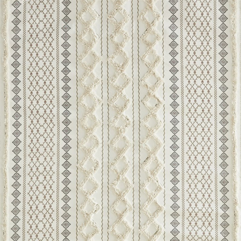 INK+IVY Imani Cotton Printed Shower Curtain with Chenille in Ivory