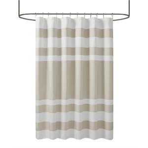 Madison Park Traditional Polyester Fabric Spa Waffle Shower Curtain in Brown