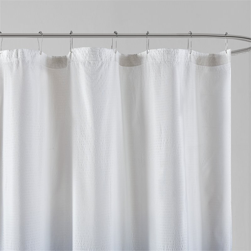 Madison Park Fabric Ara Ombre Printed Seersucker Shower Curtain in Blue