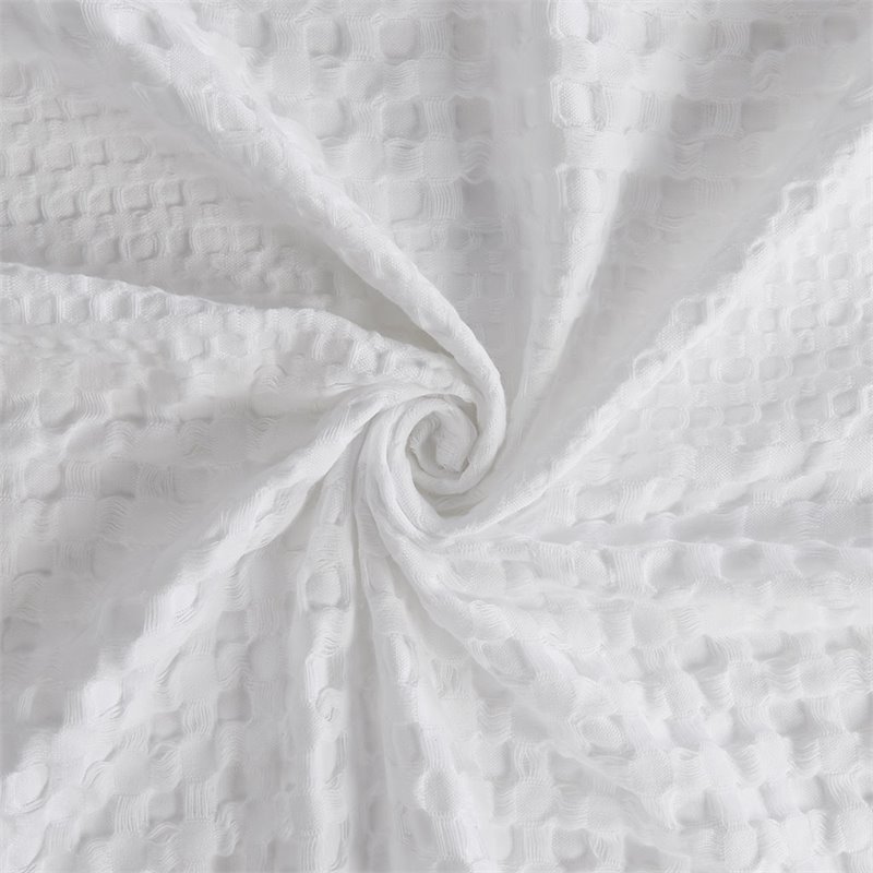 Madison Park Cotton Arlo Super Waffle Textured Solid Shower Curtain in White