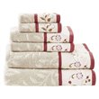 Madison Park 6-Piece Traditional Cotton Jacquard Towel Set w/ Embroidery in Red