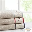 Madison Park 6-Piece Traditional Cotton Embroidered Jacquard Towel Set in Beige