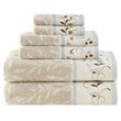 Madison Park 6-Piece Traditional Cotton Embroidered Jacquard Towel Set in Beige