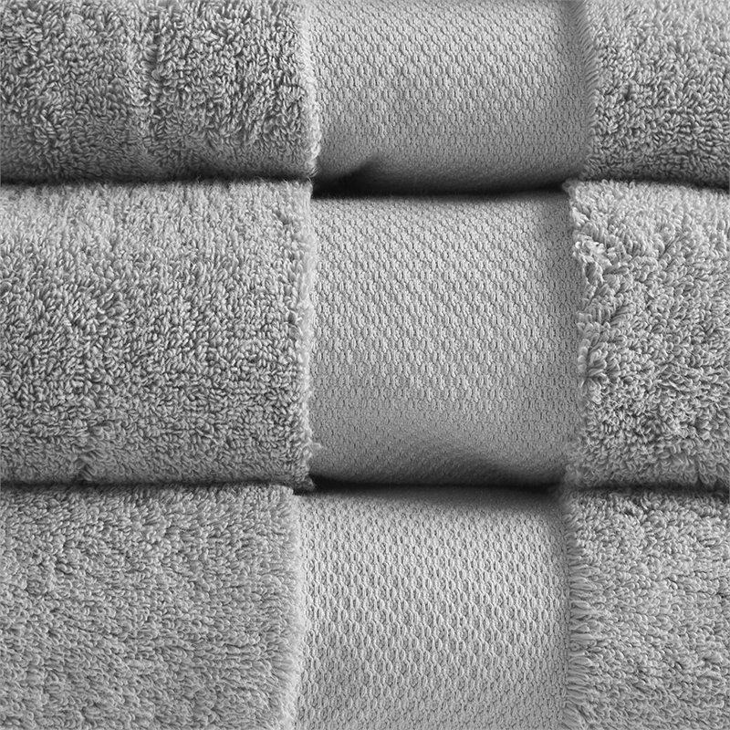 Madison Park Signature 6-Piece Transitional Cotton Bath Towel Set in Gray
