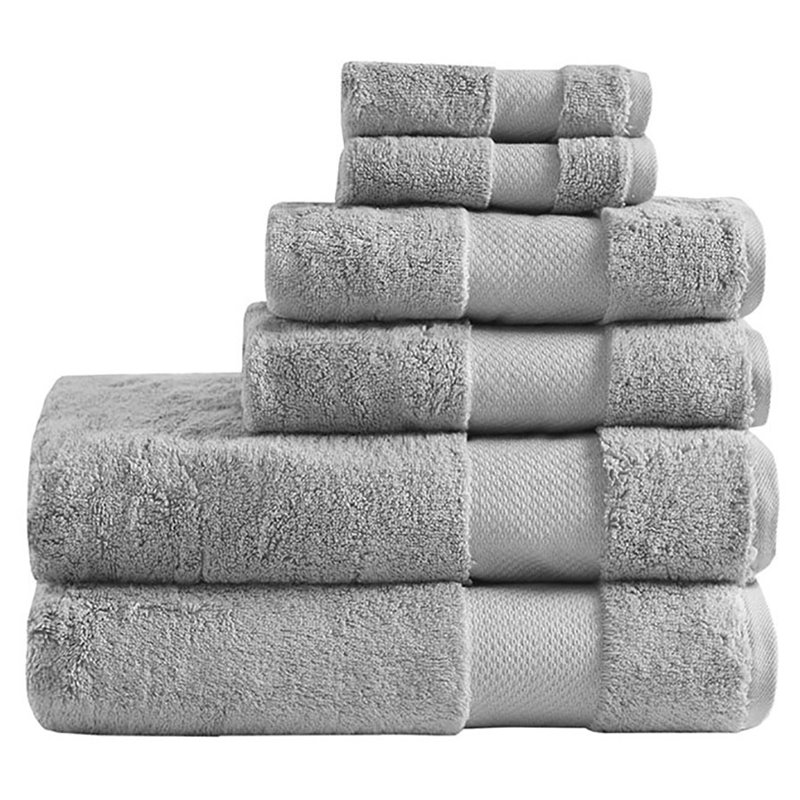 Madison Park Signature 6-Piece Transitional Cotton Bath Towel Set in Gray