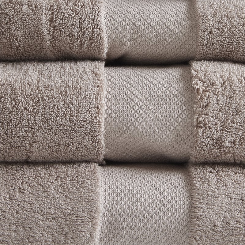 Madison Park Signature 6-Piece Transitional Cotton Bath Towel Set in Brown