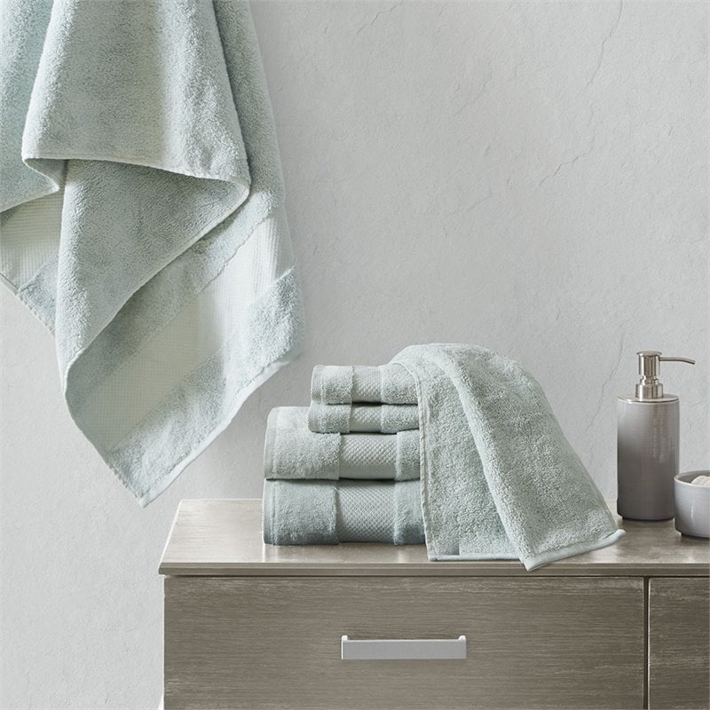 Madison Park Signature 6-Piece Transitional Cotton Bath Towel Set - Blue